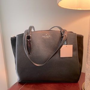 Kate Spade black leather tote - new with tags.  Smoke free